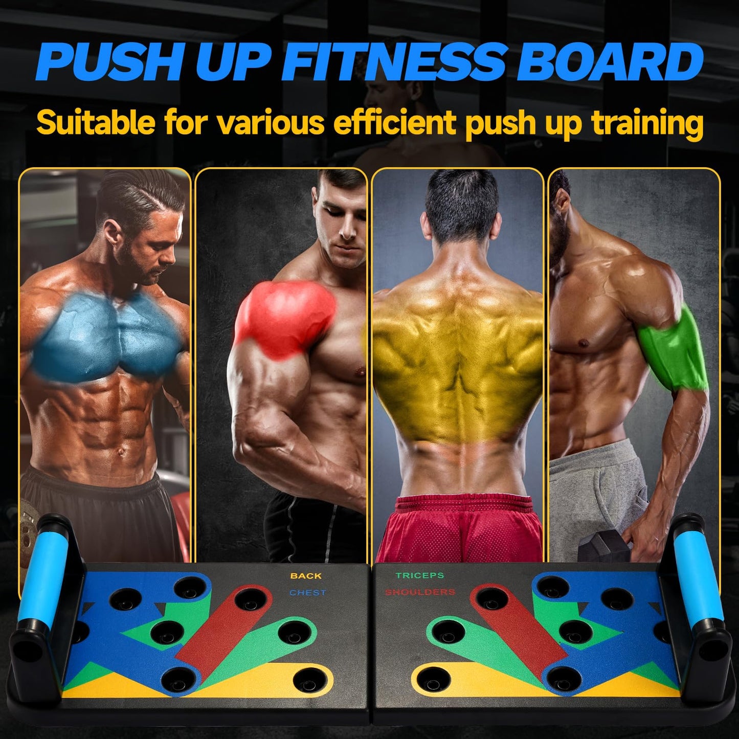 Foldable PushUp Stands Board Fitness,Workout Equipment for Home Gym, Men & Women Adjustable Pushup Board for Chest, Abs, Arms & Core Training,Portable Push-Up Board for Full Body Exercise (9 in 1)