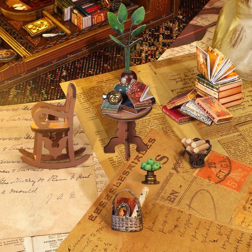 Booknook-Creativity DIY Book Nook Kit - 3D Wooden Puzzle Bookend Decor with LED Light | Miniature House for Adults