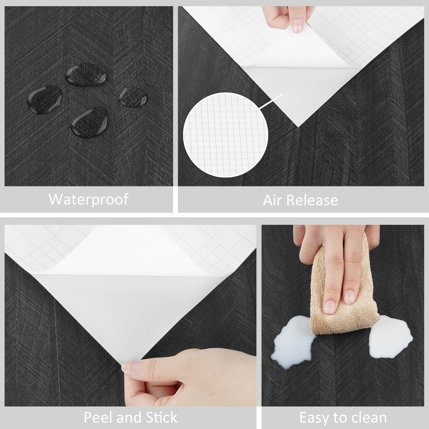 WESTICK Black Wood Countertop Contact Paper Peel and Stick Wallpaper Waterproof Self Adhesive Faux Wood Grain Contact Paper for Countertops Kitchen Cabinets Wall Furniture Wooden Vinyl Wrap 15.8"x393"
