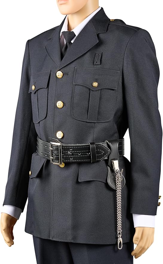 USMC Officer's Sword Frog Bundle Leather Saber Holder with Chrome Metal Chain for Ceremonial Sword