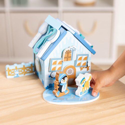 Melissa & Doug Wooden Gingerbread House Play Set - Winter Frost Design for Kids 3+