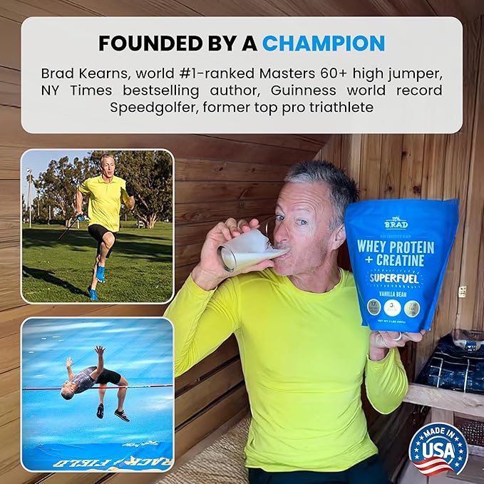 B.rad Superfuel - Grass Fed Whey Protein Isolate Boosted with Creatine | Farm-Fresh, Easy-to-Digest, Clean Ingredients | 2 Pounds | 100% USA Sourced | Vanilla Bean
