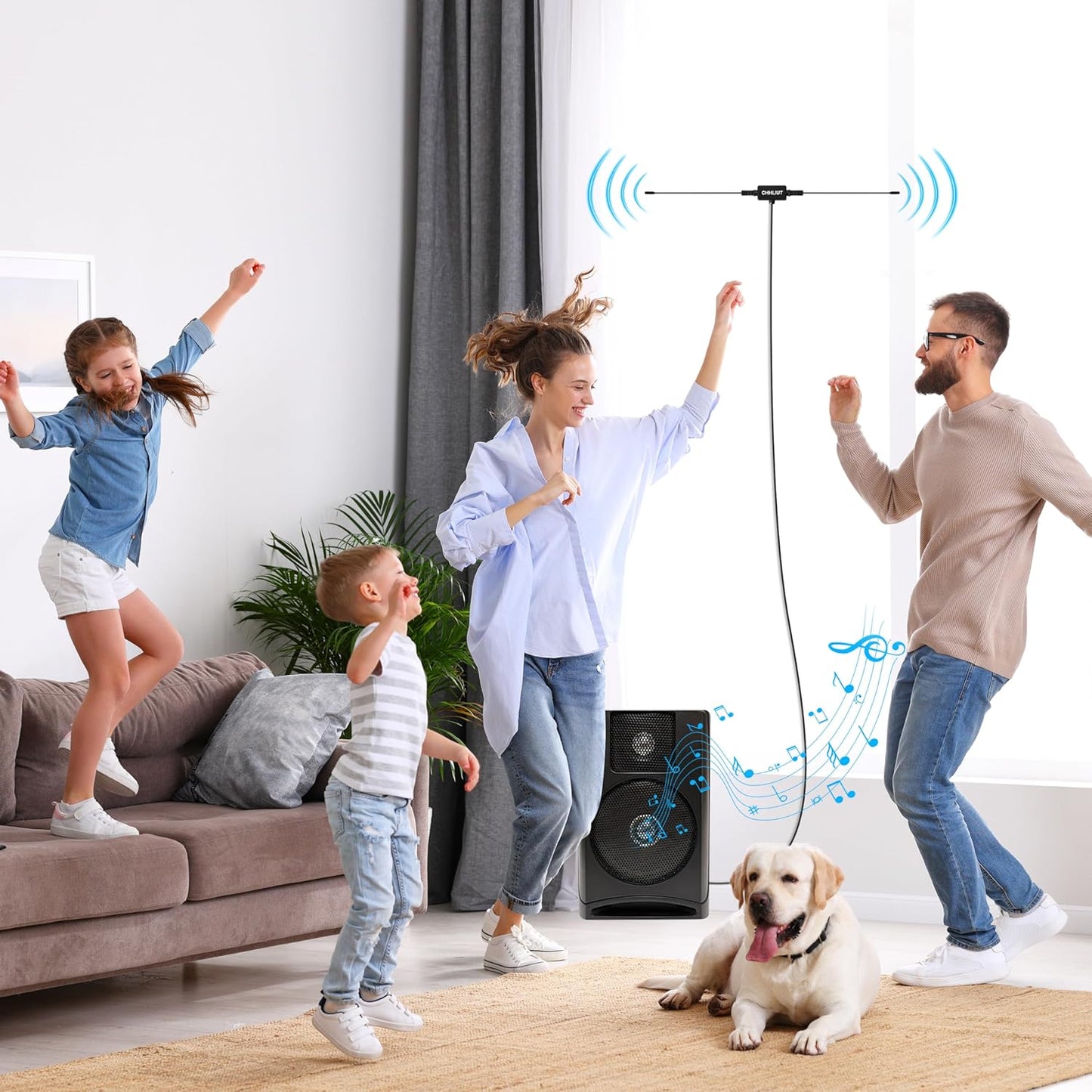 CHHLIUT 75 16ft, Universal FM Radio Dipole Antenna, Ohm, Screw F Male Plug for Home AV Audio Stereo Receiver Indoor