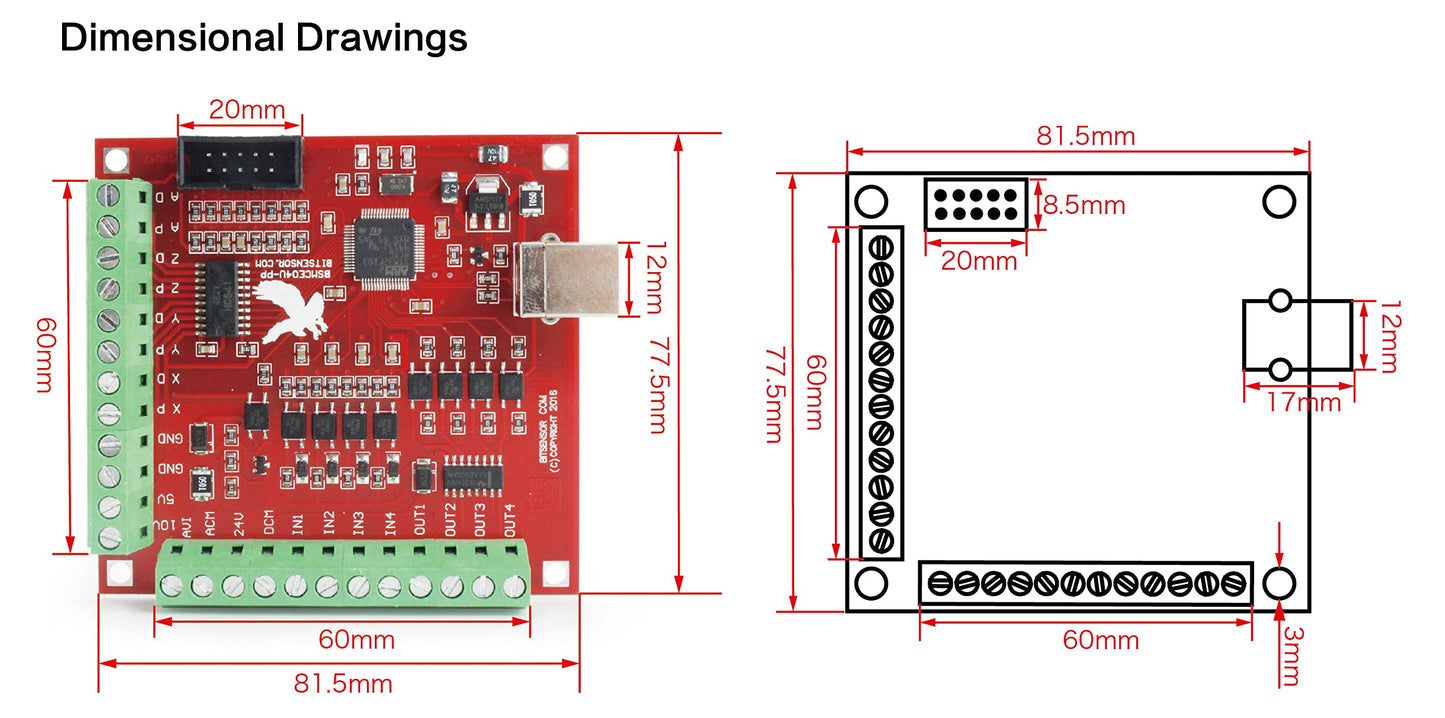 RATTMMOTOR 4 Axis CNC Controller Kit, Nema23 Stepper Motor23HS8430 270oz-in 76mm 3A 1.8Nm, TB6600 Stepper Motor Driver 24VDC, USB Mach3 Motion Control Card Breakout Board, 350W Switching Power Supply
