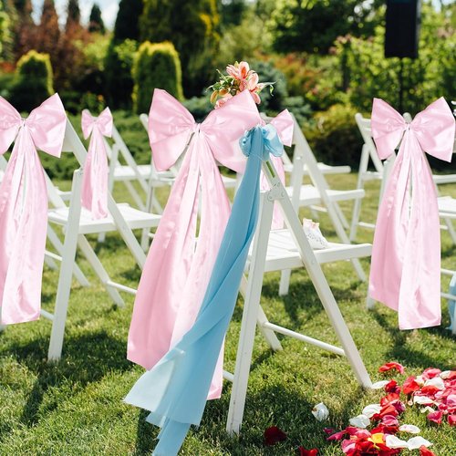 Knitgrip Large Wedding Pew Bows - Elegant Satin Ribbon Decorations | 12 x 29.5 Inch | Pink, 24 Pcs