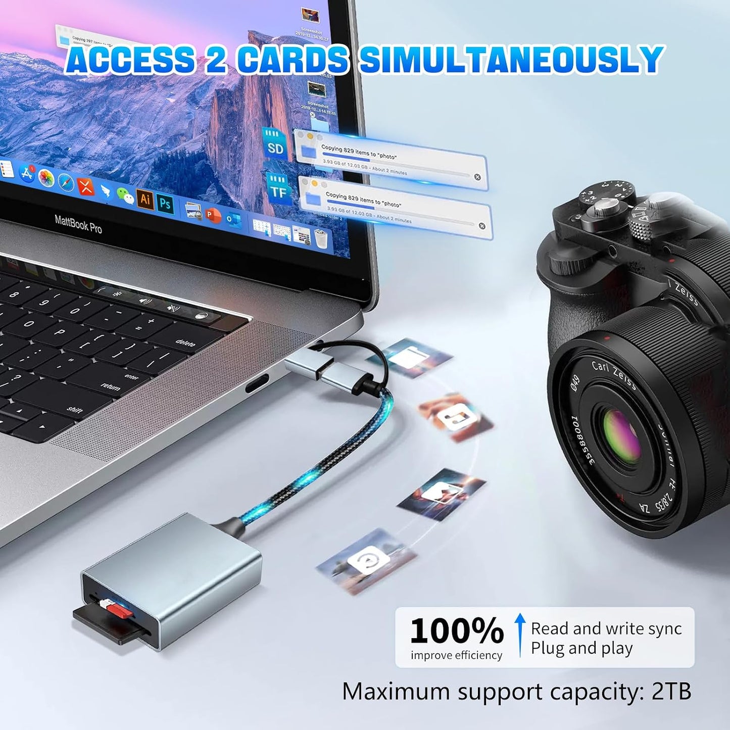 LBSC 2 1 4.0 SD/SDXC/SDHC/MMC/RS-MMC/Micro in USB-C SD Card Reader,High Speed Dual Port Memory Card Reader for SD/Micro