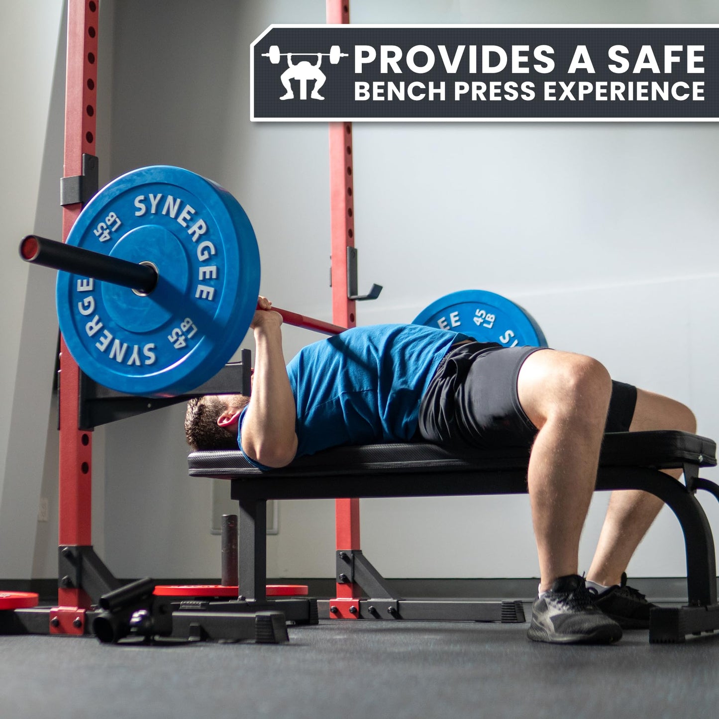 Synergee Safety Arms for 2x3 Power and Squat Racks, Fits Racks with 1" and 5/8" Holes. Rack-Mounted Safety Arm Attachment for Spotting, Bench Press, and Squats.