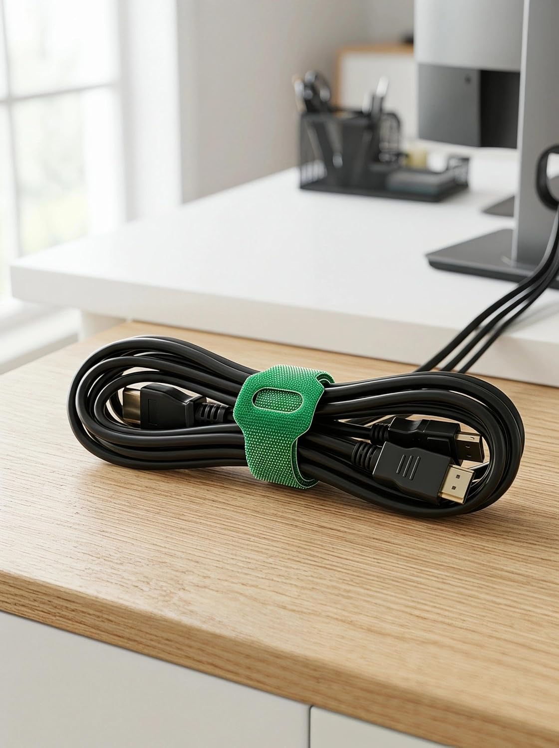 LSLYHTC 200Pcs 12 Inch Reusable Cable Ties - Adjustable Cord Organizer Hook and Loop Wire Ties for Electronics, Home