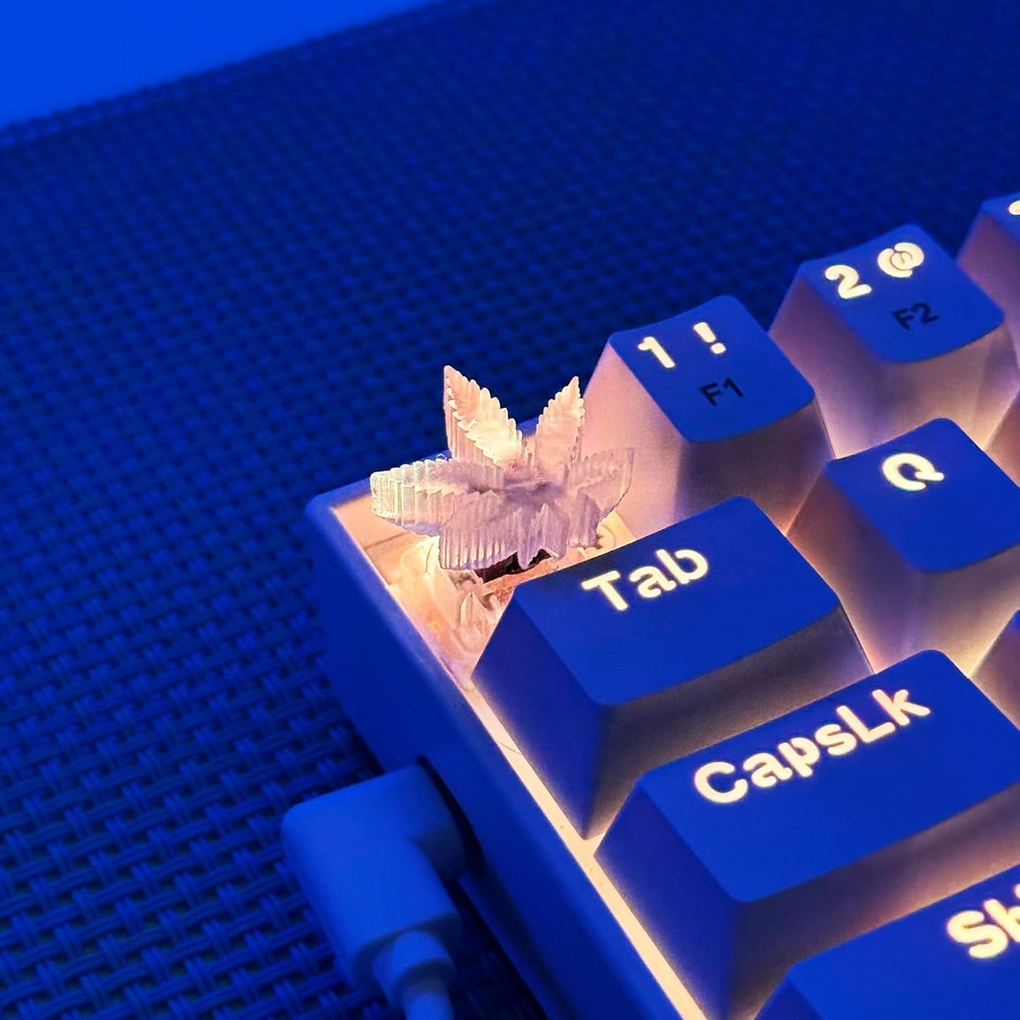 TRENDY WHIMSY Custom Mechanical Keyboard Keycaps Green Leaf Design , PBT Dye-Sub, Cherry MX Compatible, Unique Limited