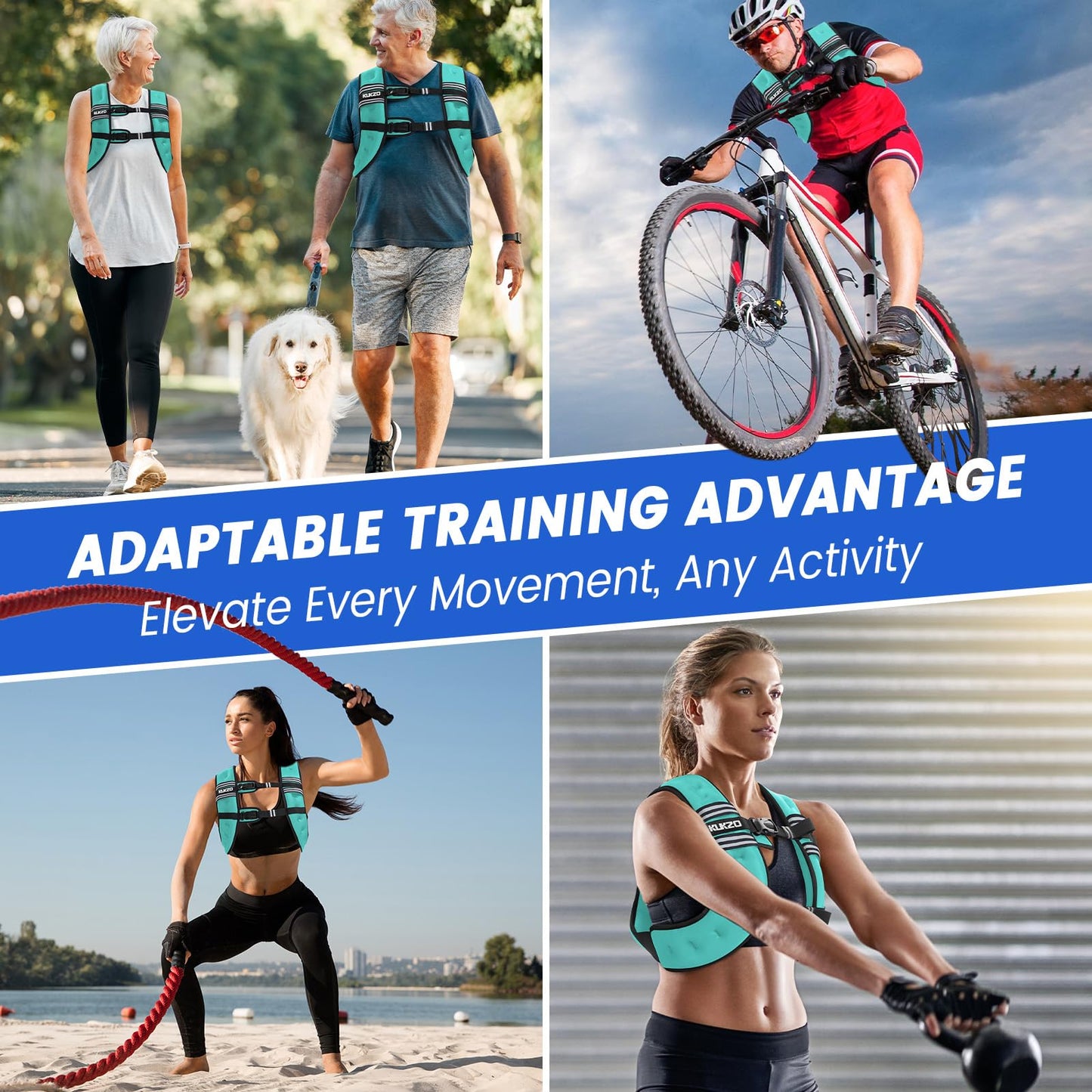 KUKZO Weighted Vest for Women Men 20LB Body Weight Vest with Reflective Stripes for Running,Walking,Workout,Strength Training,Weight Loss