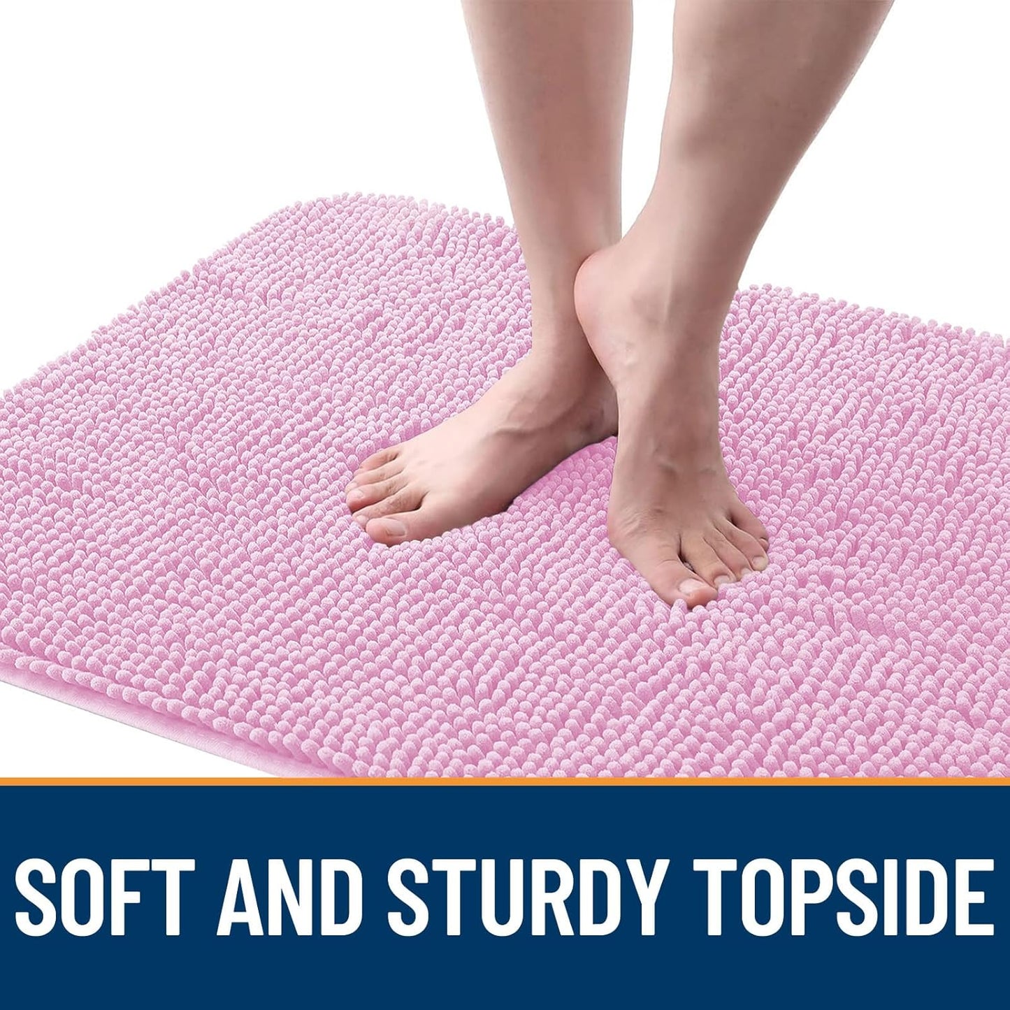 OLANLY Dog Door Mat - Absorbent Non-Slip Chenille Mat for Muddy Paws | 59x24 Inches, Pink