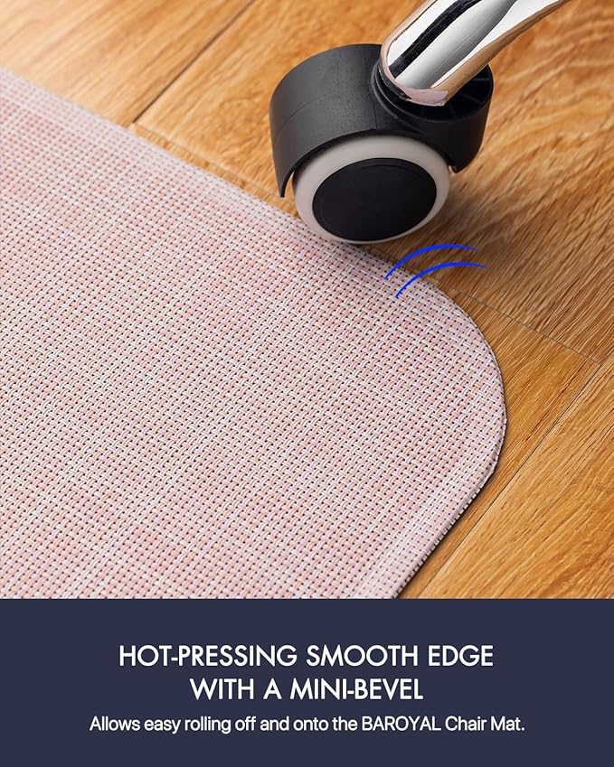 BARoyal Office Chair Mat for Hardwood Floor Under Desk Computer Rolling Chair Mat for Wood/Tile Floor Non-Slip Heavy Duty Desk Rug PVC Plastic Hard Floor Protector 48" x 60"(Blush)
