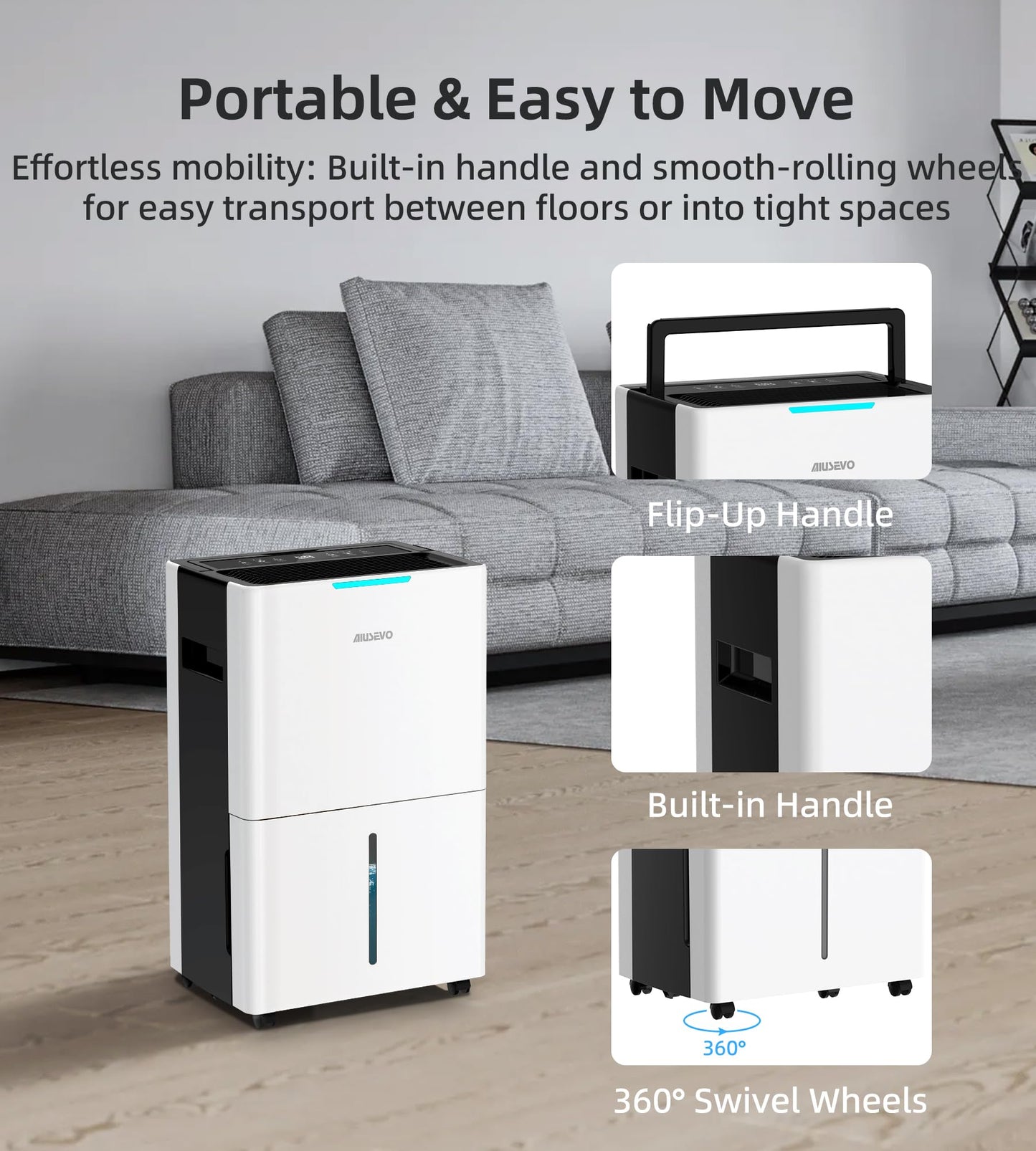 5000 Sq. Ft Dehumidifiers for Home and Basement, 52 Pint/Day Dehumidifier with Drain Hose, 3 Modes, 24H Timer, Auto Defrost, Child Lock, for Bedroom, Garage, RV, Large Room, Humid Summer, Rainy Season