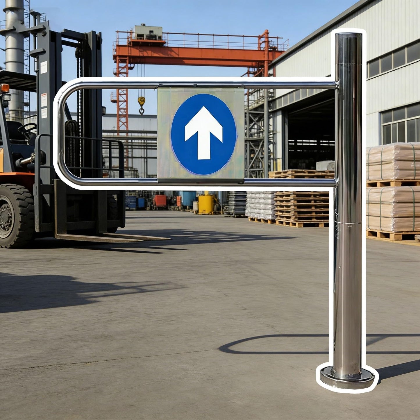 WhamtL Stainless Steel One Way Turnstile Gate, 20 24 35 39 43 in Width Entrance Swing Gate, Pedestrian Control Barrier for Warehouse Factory Entrance(Right,WXH 100x100cm(39x39in))