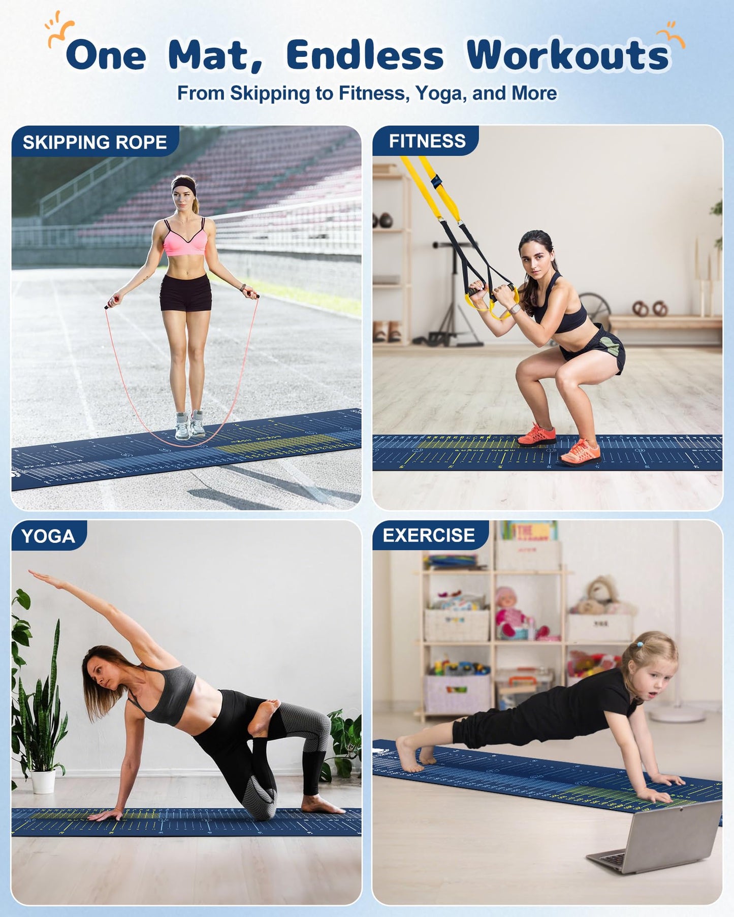 Newzela Standing Long Jump Mat, Broad Jump Measurement for School and Home Exercise, Non-Slip Gym Mat for Workout Training