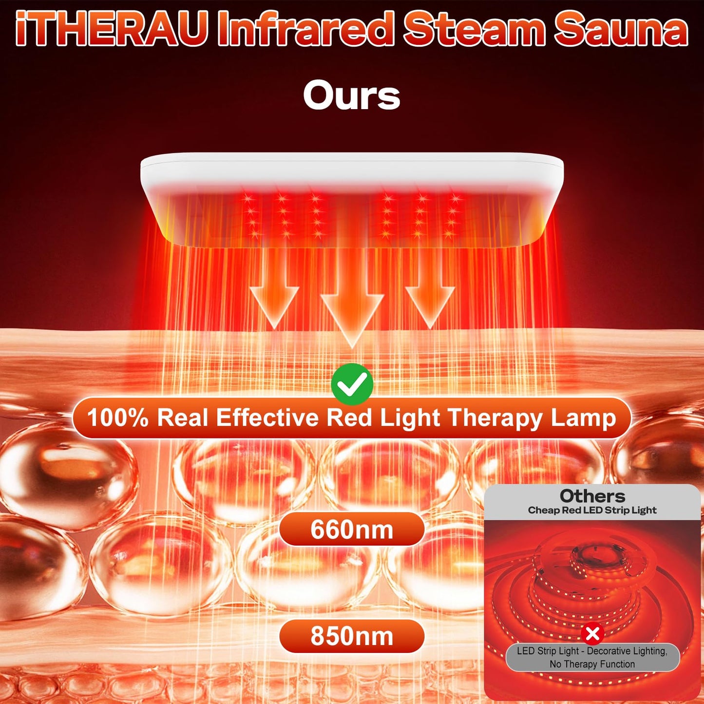 iTHERAU Infrared Home Steam Sauna Box, Portable Personal Sauna at Home with 660nm 850nm Red Light Therapy Lamp, 3L Steamer, Folding Chair, 15 Levels, Full Body Steam Saunas Room for Relaxation
