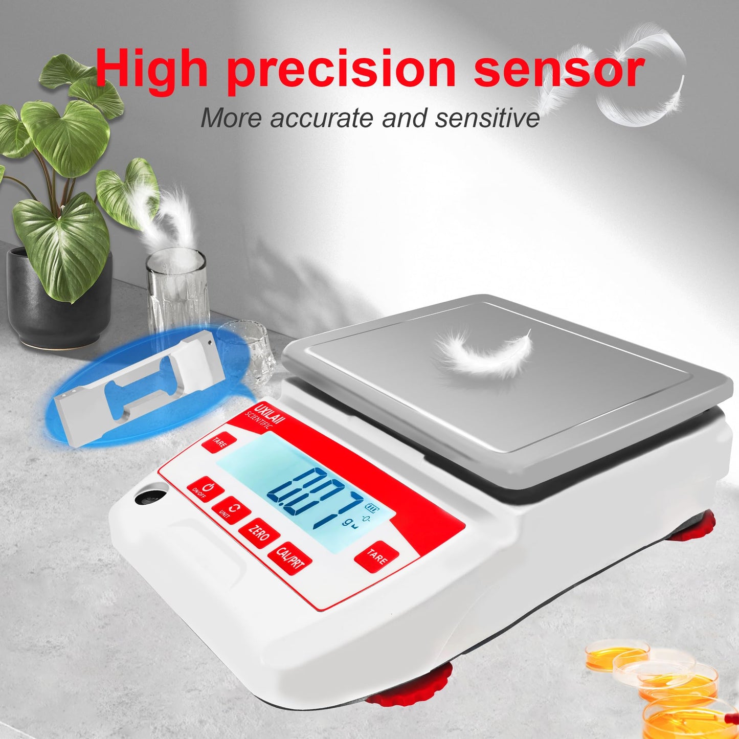 UXILAII SCIENTIFIC Lab Scale 5000g x 0.01g High Precision Electronic Analytical Balance 0.01g Accuracy Laboratory Balance Digtal Scale Gram Scale Jewelry Scale with 1Kg Calibration Weight