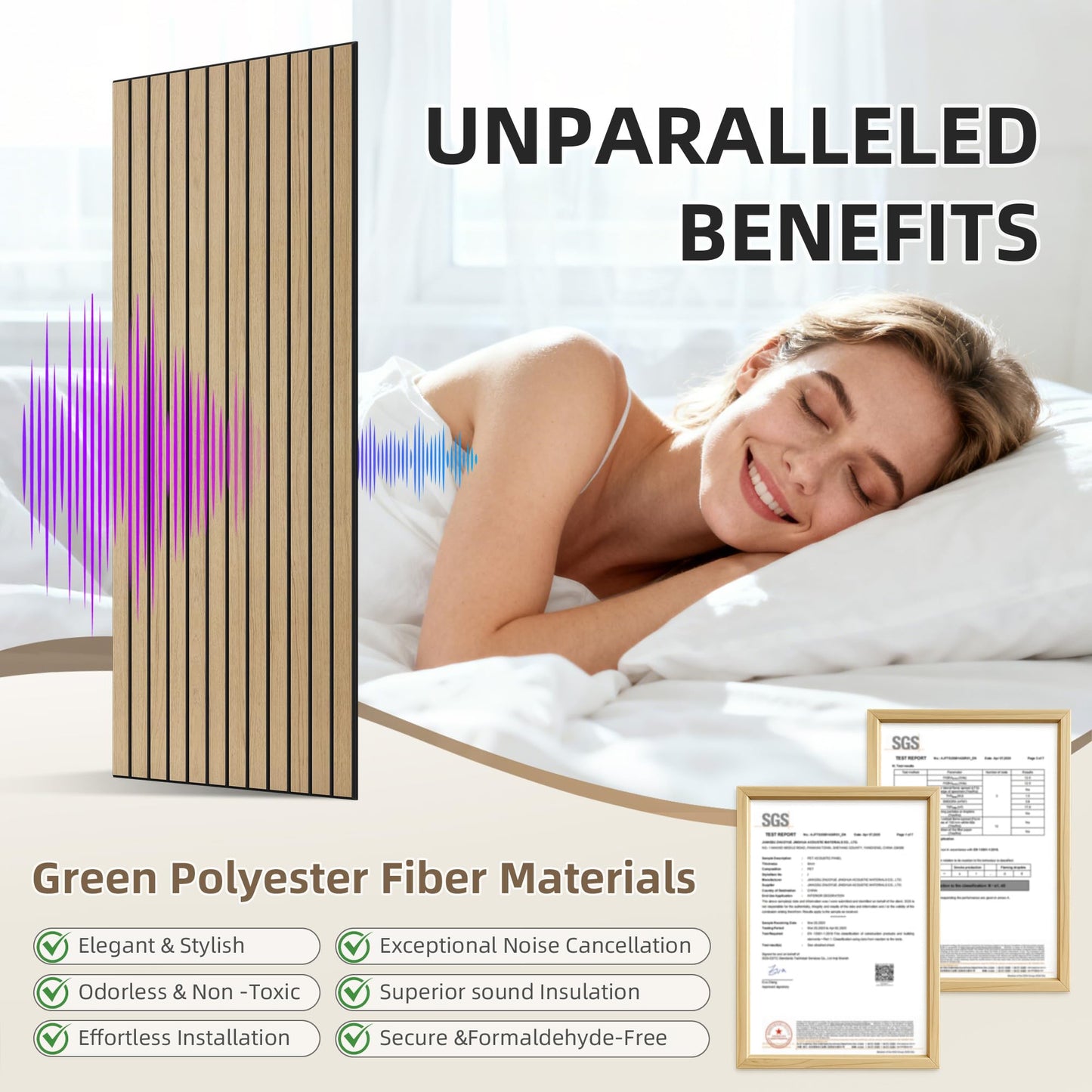 TO-TH Wood-Look Acoustic Wall Panels, 10 Pack 47.2” x 23.6” Sound Panels, Decorative Wood Panels for Wall Sound Dampening Panels for Home, Office, Basement, Teak with Mitered Edges