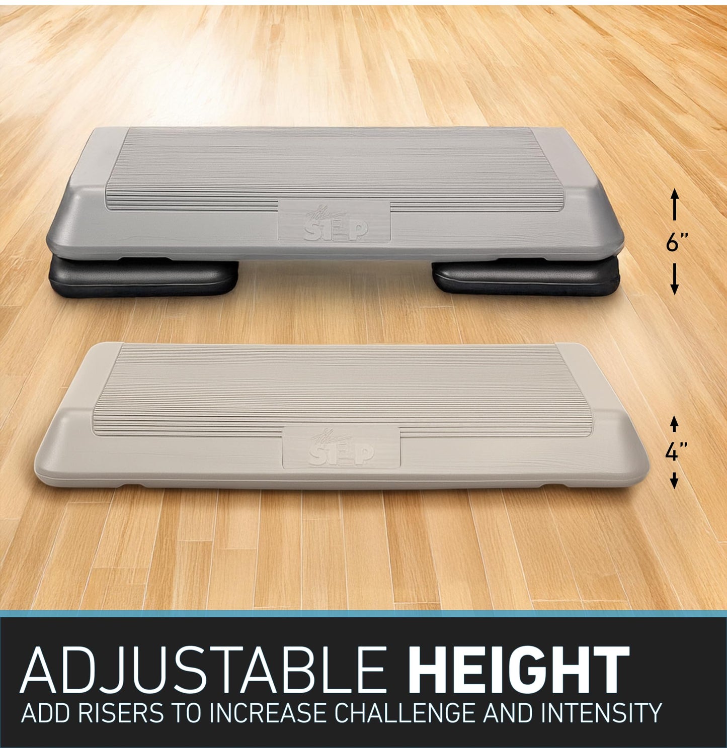 Freestyle STEP Exercise Step Platform, Circuit Size Stepper for Exercise at Home with 4 Stackable Risers for Height Adjustments