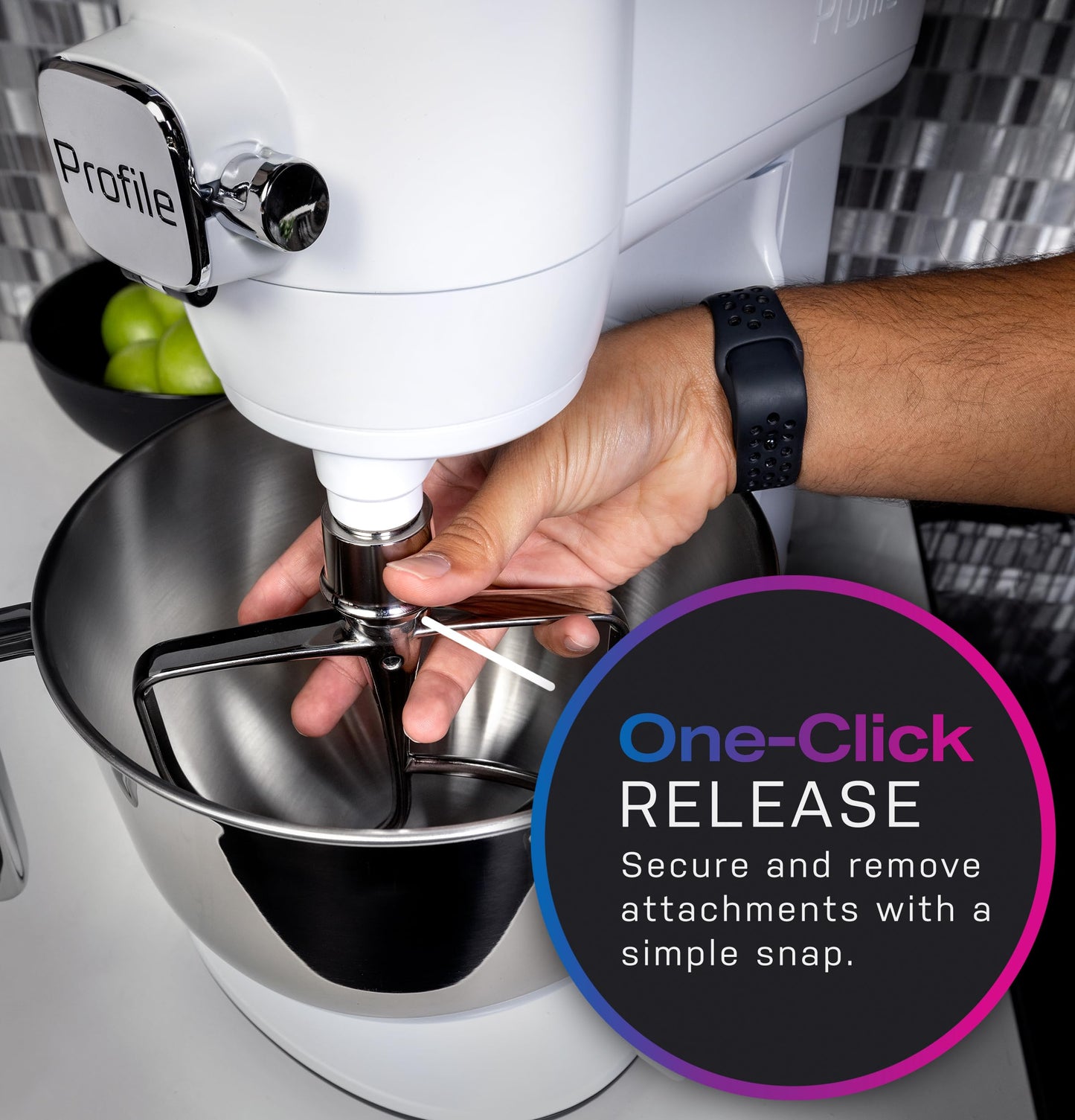 GE Profile Smart Stand Mixer, Built-In Smart Scale & Auto Sense Technology, 7qt Stainless Steel Bowl, 11 Speed, Includes Dough Hook, Beater, 11-Wire Whip, WiFi Connected, Carbon Black