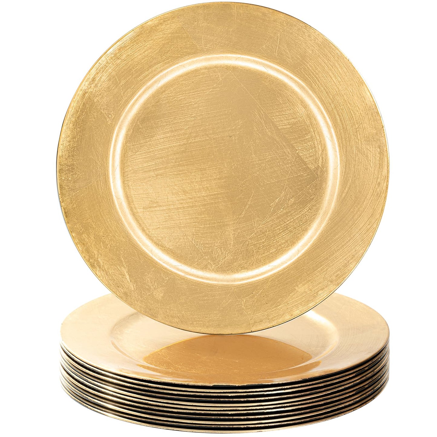 MAONAME Foil Gold Charger Plates Set of 12, 13" Plate Chargers for Dinner Plate, Plastic Round Chargers for Table Setting, Wedding Bulk