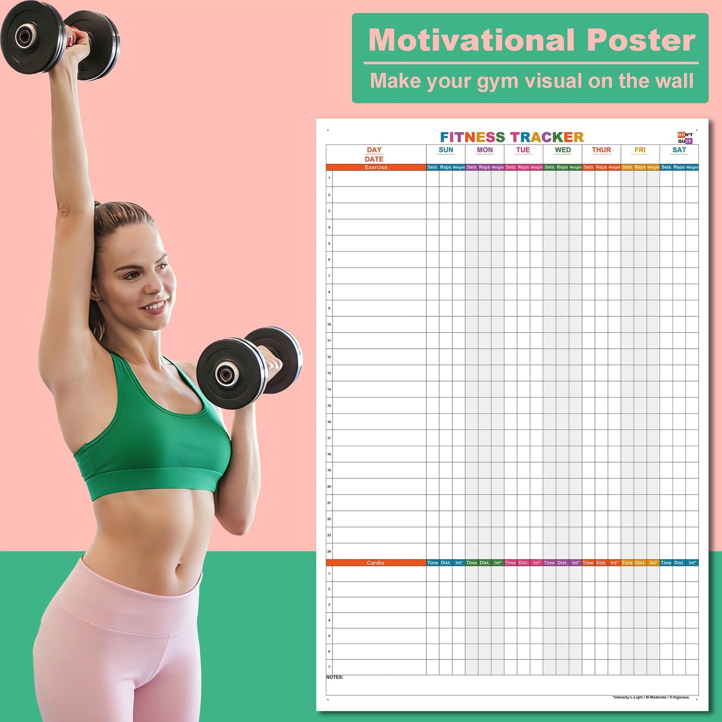 Large Dry Erase Fitness Calendar For Wall,24x36 Inch Erasable Fitness Log Weekly Exercise Chart For Tracking Exercise Cardio,Home Gym Whiteboard Poster For Men & Women Workout Lovers