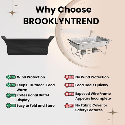 4 Pack - Brooklyntrend Chafer Wind Guard, Chafing Dish Wind Guard, Handle Covered Chafing Dish Shiel, Decorative Cover over Chafer Dish (black)