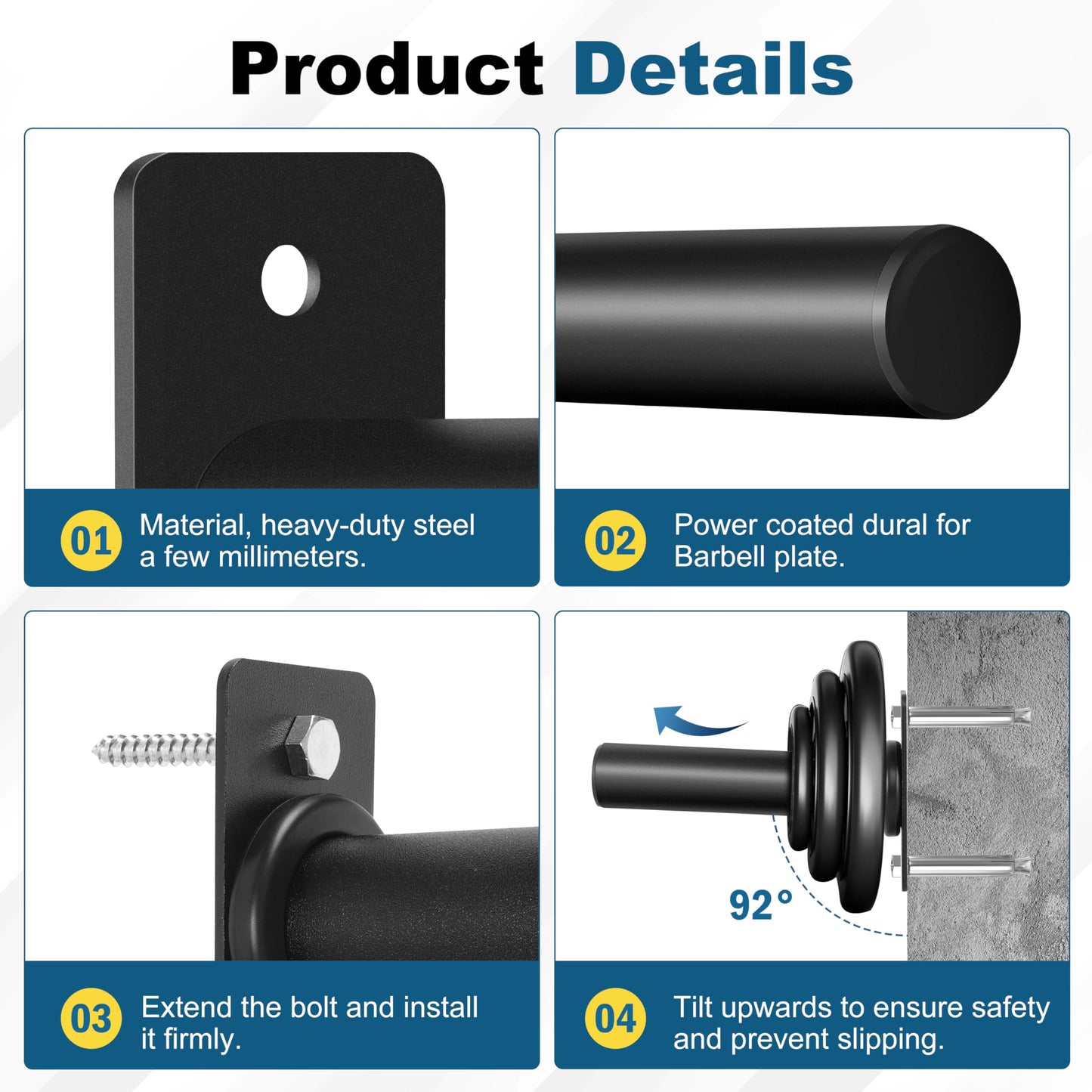 EVERYMATE Weight Plate Rack, Wall Mount Weight Plate Holder for Bumper Plates, Max Weight Capacity 330 lb, Home Gym Organizer