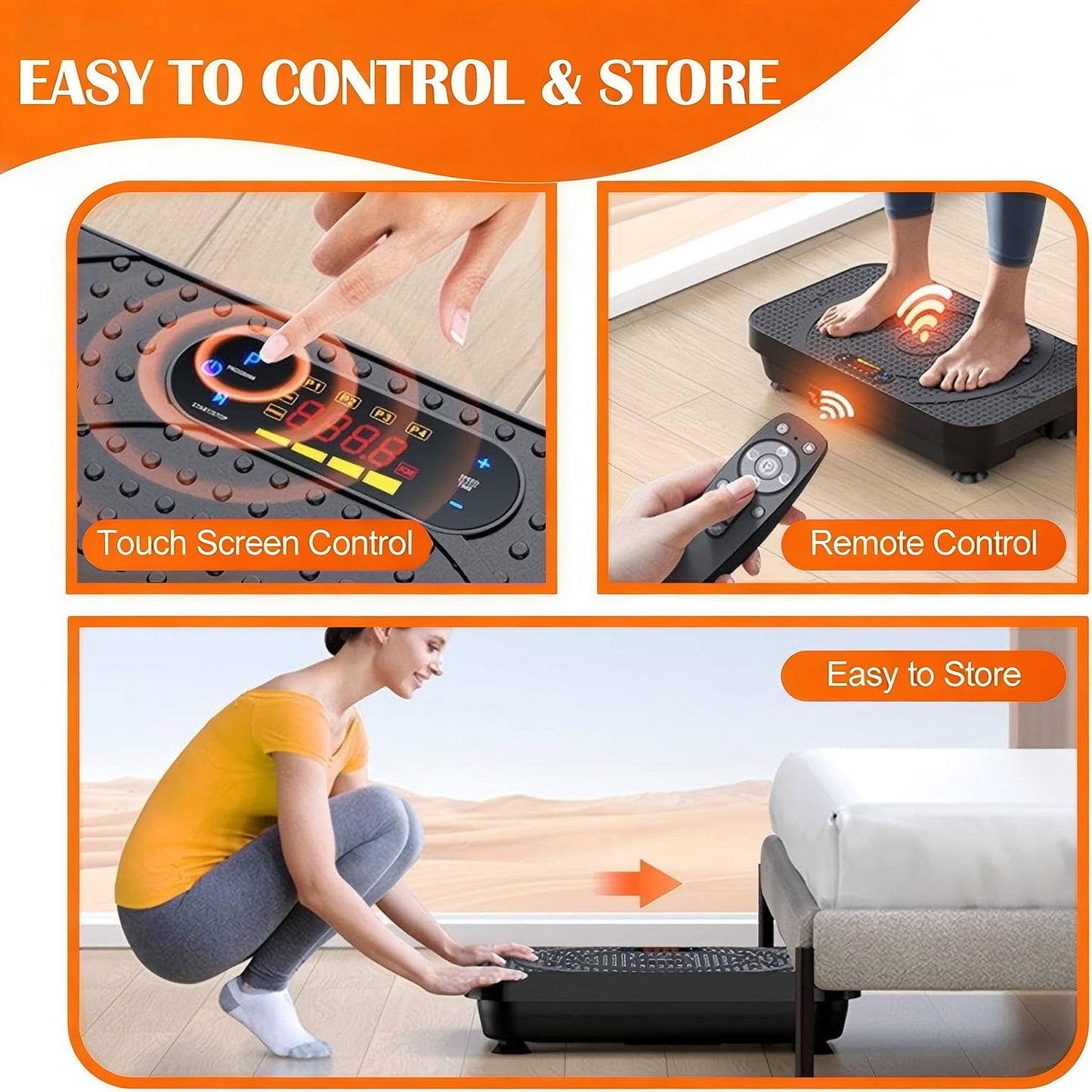 PBYRD Vibration Plate Exercise Machine -Full Body Shaker with Auto Mode, Acupressure Massage & Silicone Pedal, for Lymphatic Drainage, Weight Loss & Fat Burning, Home Fitness Equipment for Woman & Men