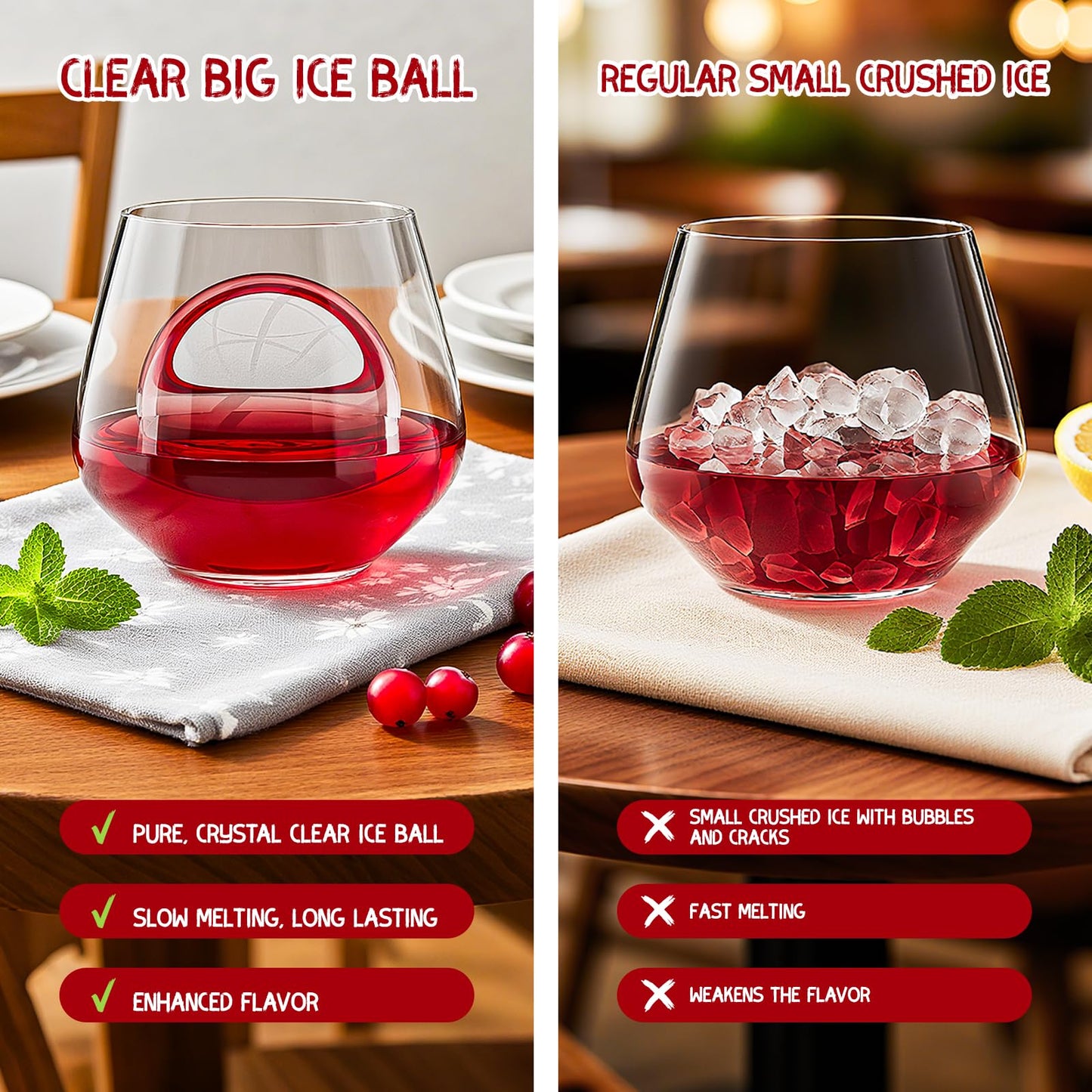 Clear Ice Ball Maker Mold,4 Cavity Ice Sphere Mold for Whiskey,2.36" Whiskey Ice Ball Mold,Idea Gifts for Dad Boyfriend Boss Men who Have Everything