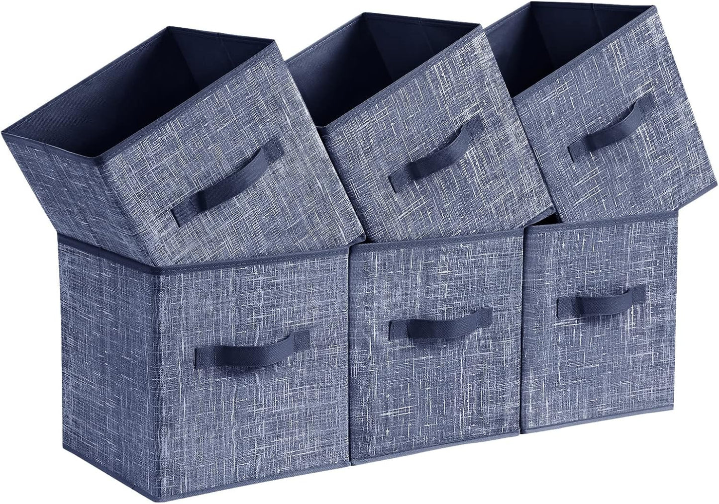 SONGMICS Storage Cubes - 11-Inch Foldable Non-Woven Fabric Bins with Double Handles | Set of 6 in Misty Blue