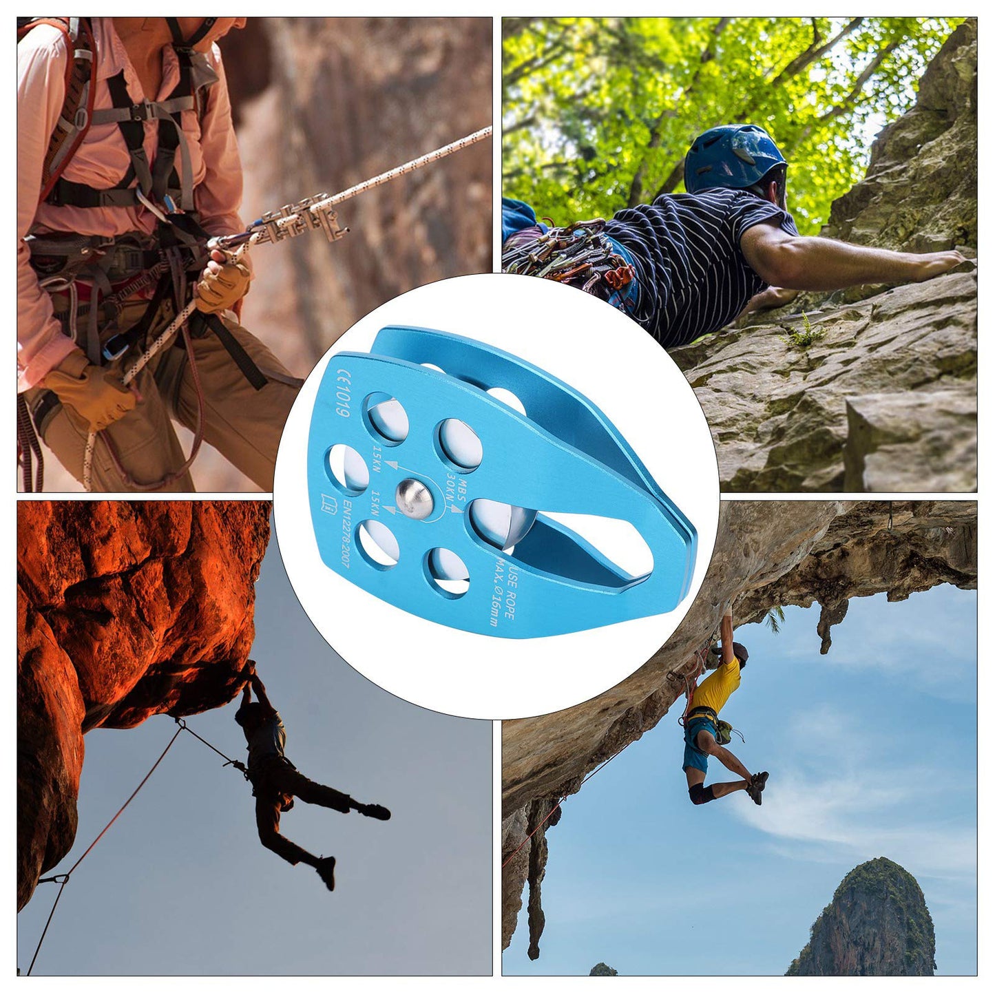 lvifloae Outdoor Mountaineering Climbing Large Sideplate Single Sheave Aluminum Rope Pulley Single Sheave