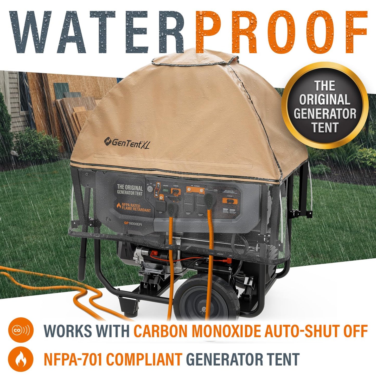 GenTent XL Open Frame Running Cover – Universal Kit Generator Tent for Larger Generators (Tan, XL - Standard)