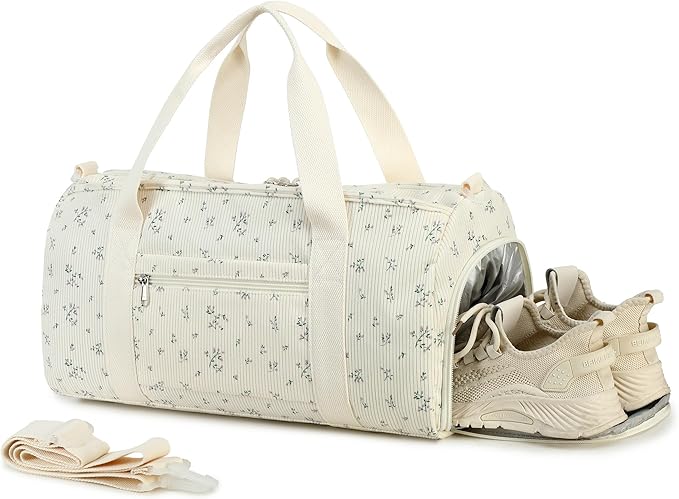 Duffle Bag for Gym Sports Women Girls Workout Travel Bag Weekender with Shoe Compartment and Wet Pocket