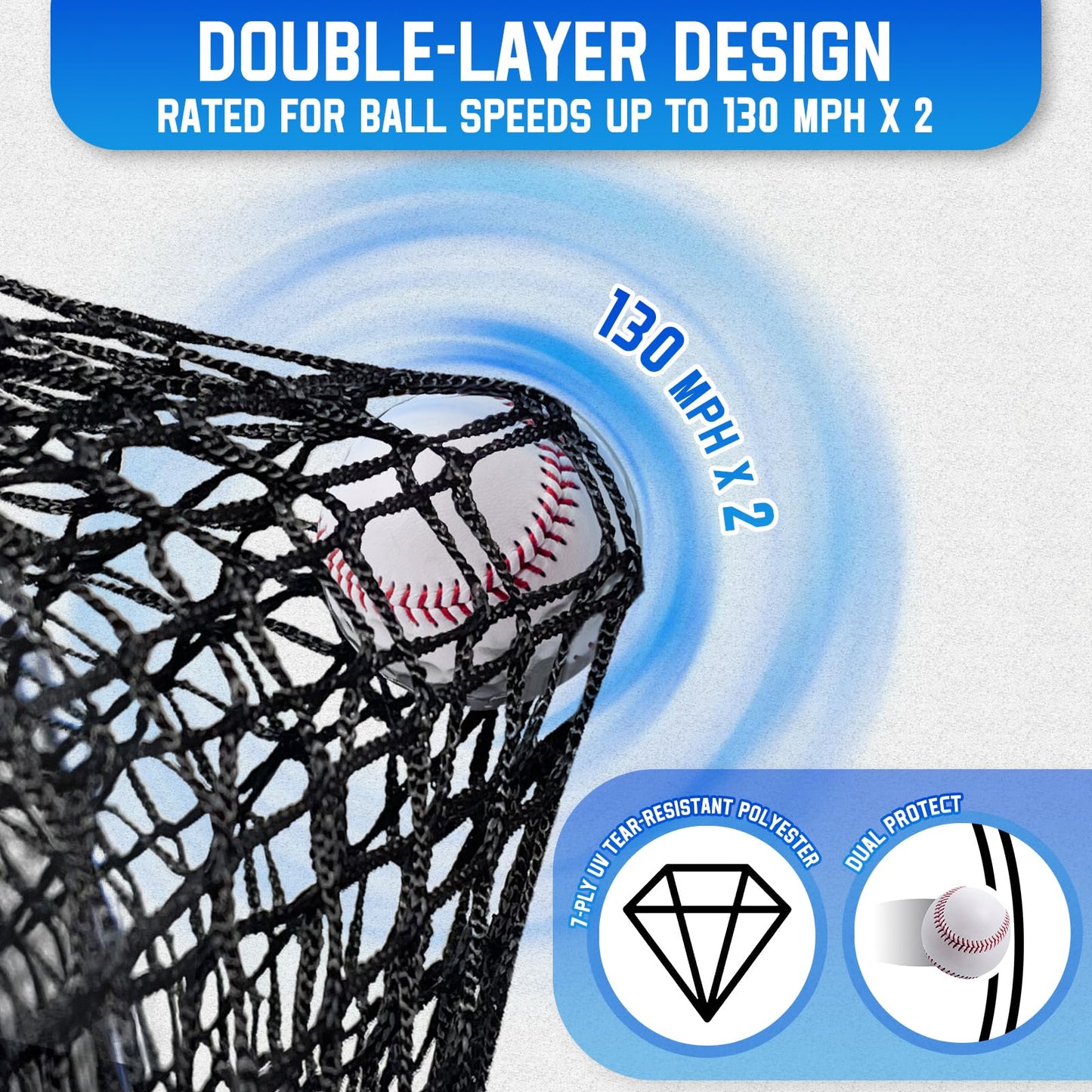 20ftx10ftx8ft Baseball Softball Cage with Hitting Net,Dual Sided 7-Ply Netting for Batting/Pitching/Fielding,Heavy-Duty Metal Frame and Windproof Ropes for Backyard Outdoor Indoor