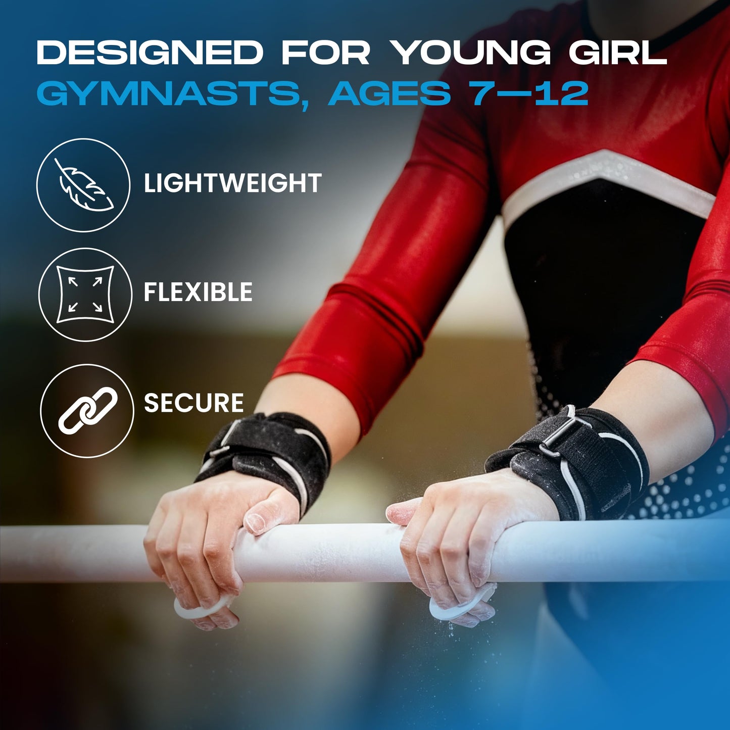 Gibson Athletic Just Right Uneven Bar Gymnastics Grips for Girls - Narrow Fit Leather Hand Grips for Gymnastics Bars - Gymnastics Equipment & Accessories, Made in USA