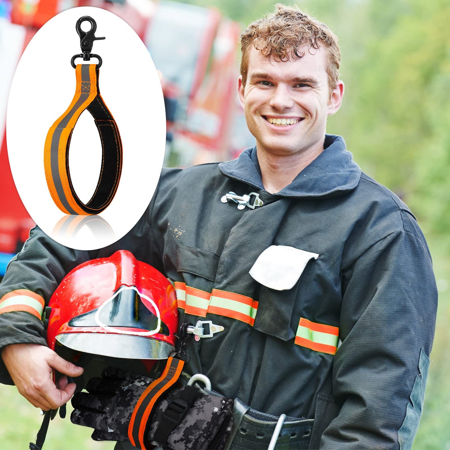 3 Pcs Firefighter Gear Heavy Duty Firefighter Glove Strap with Reflective Trim Fire Gear Accessories (Fluorescent Orange)