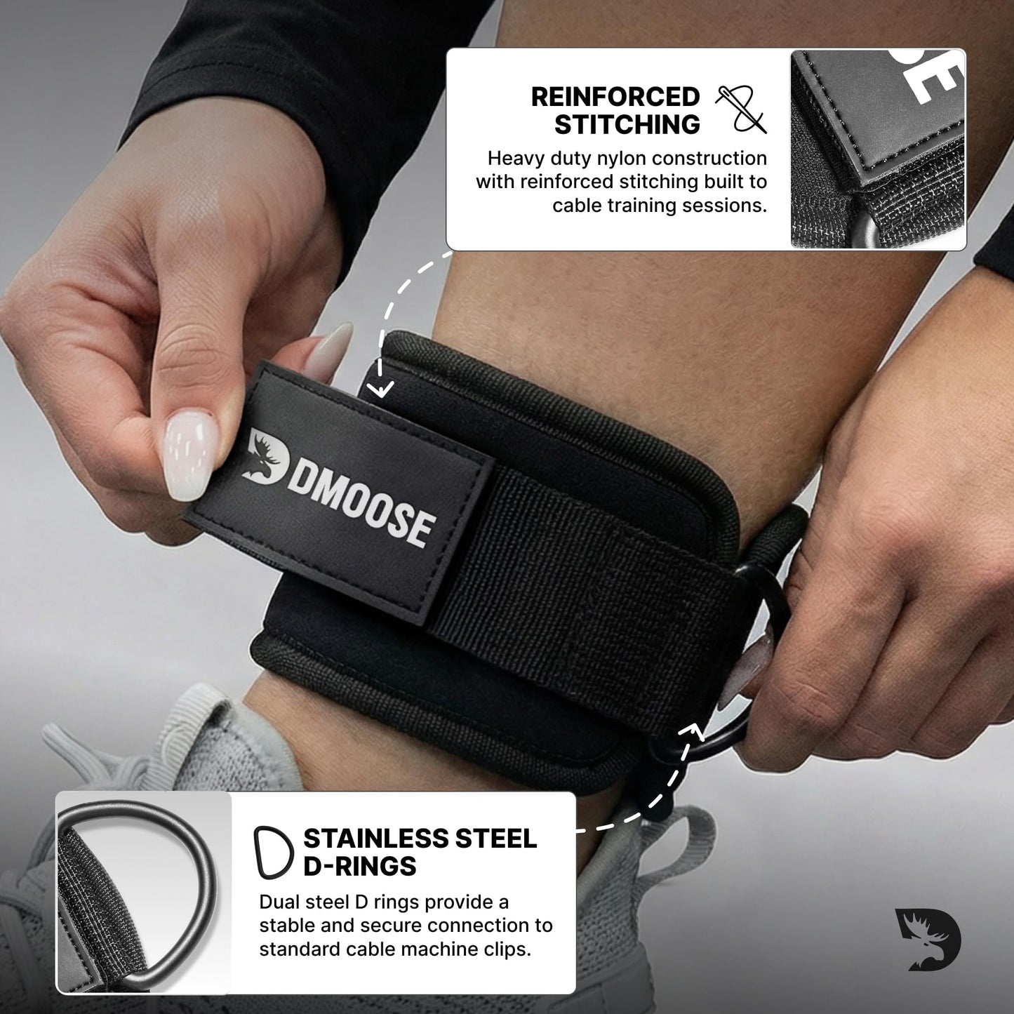 DMoose Fitness Ankle Straps for Cable Machines - One Size Fit Premium Padding, Glute Kickback Ankle Strap for Women & Men, Cable Attachments for Gym & Booty Workouts (Lilac Purple - Pair)