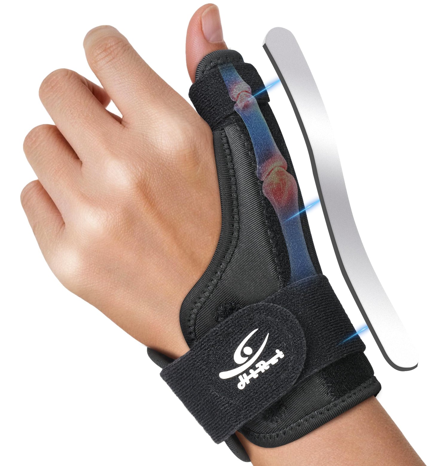 HiRui Thumb Spica Brace for Left or Right Hand, Adjustable Thumb Stabilizer Splint for Trigger Thumb, Gamer’s Thumb, Arthritis, Tendonitis, Sprains, CMC Pain Relief – Lightweight, Breathable (Black)