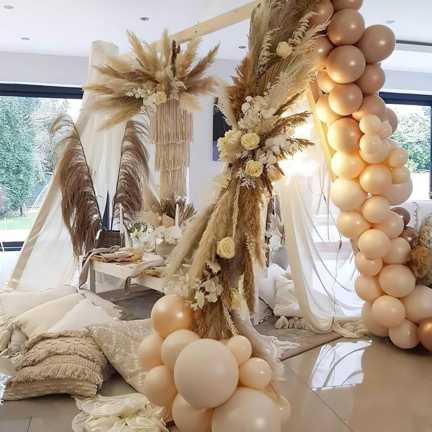 PartyWoo 5-Inch Nude Balloons - 100pcs Apricot Latex Helium Balloons for Boho Theme Parties