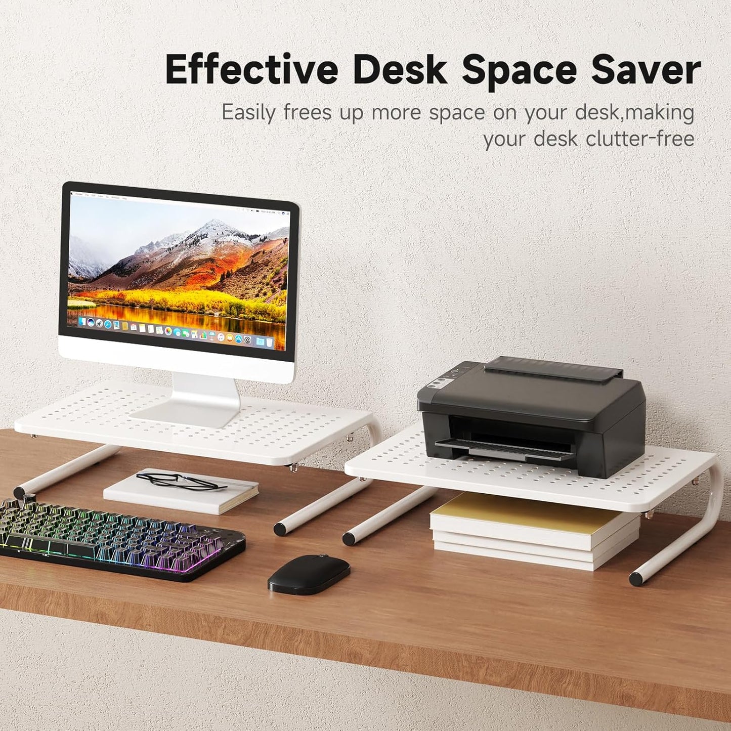 4 Inches Storage,White(MST004W) suptek Monitor Stand Riser for Computer,Laptop,Printer, Notebook and All Flat Screen