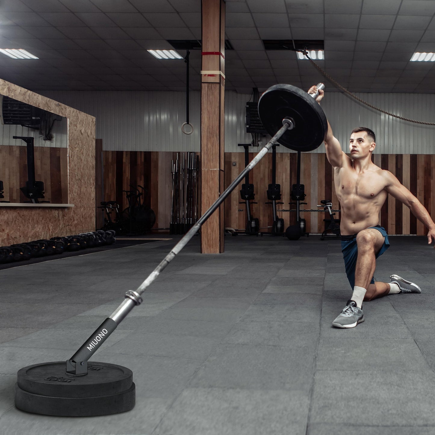 MIUONO Landmine Attachment for Barbell, T Bar Row Attachment Fit for 2" Olympic Bar, Full 360° Swivel for Back or Full-Body Workout Home Gym Equipment