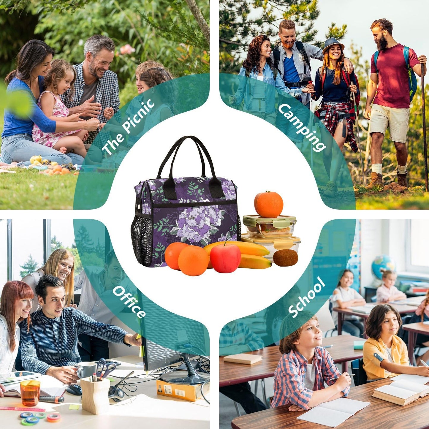 Fitrendlovey Insulated Lunch Bag for Women with Detachable Shoulder Strap Reusable Water Resistant for Work and Outdoor Use