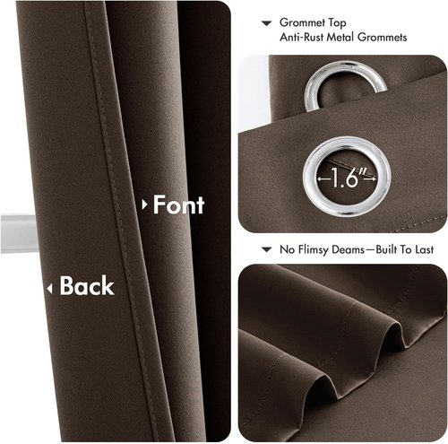 MIULEE Chocolate Brown Blackout Curtains - Thermal Insulated Room Darkening Drapes | 40 x 45 Inches, 2 Panels