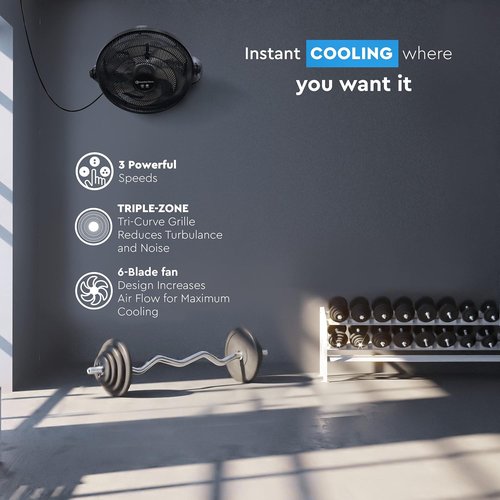 Comfort Zone PowrCurve 20-Inch High-Velocity Floor Fan - 3-Speed, 180° Adjustable Tilt for Powerful Cooling in Home, Office & Gym