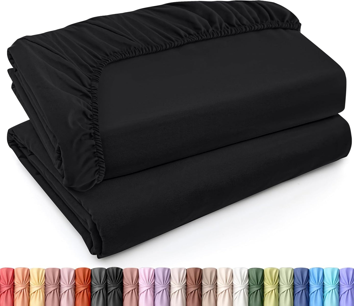Utopia Bedding Twin Fitted Sheets - Soft Brushed Microfiber - Deep Pocket Design - Black, Pack of 2