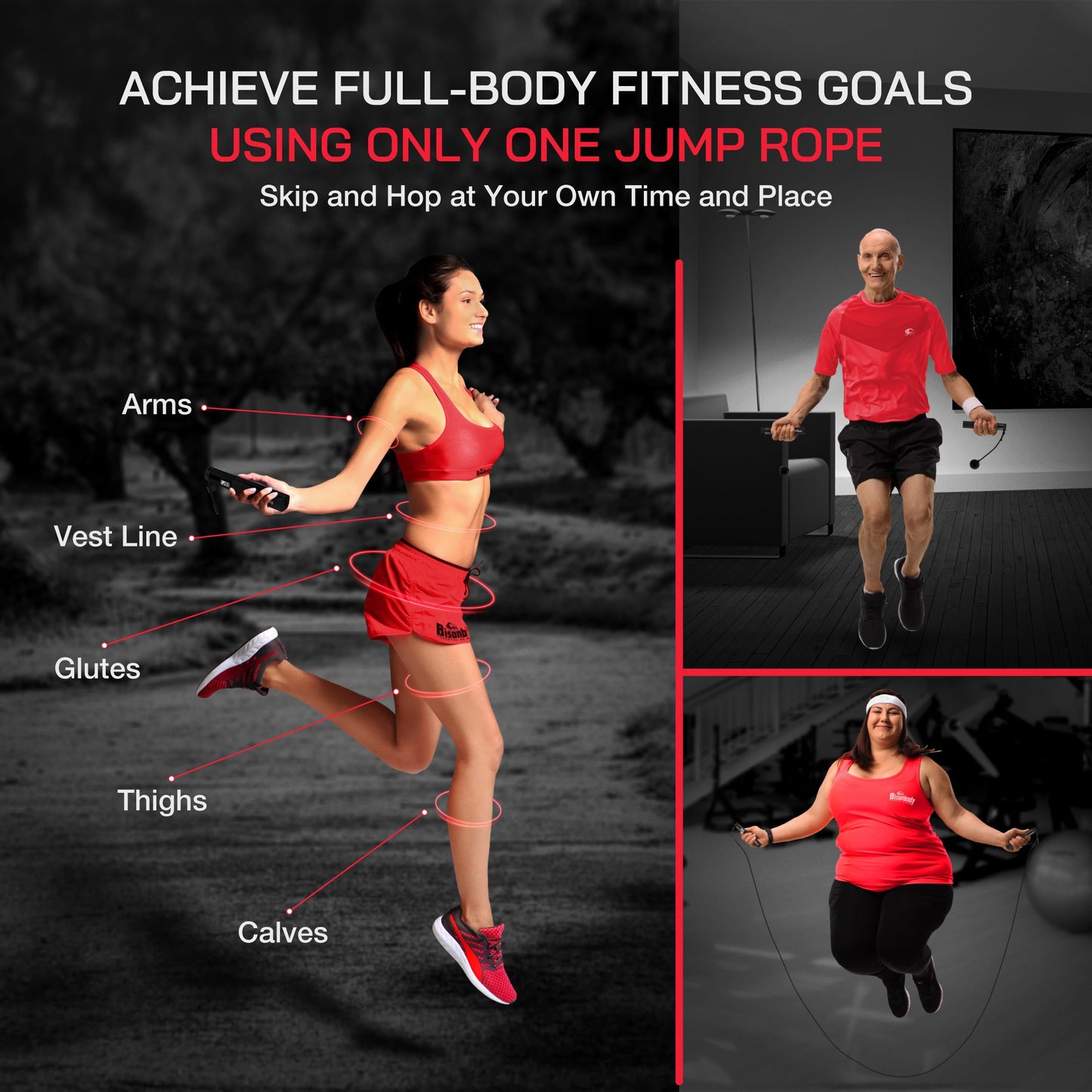Bisonbody Smart Jump Rope Fitness Skipping Rope with App – 2 Function Modes – Classic 3m Rope & Ropeless Shortballs – Bluetooth Skipping Rope with Fitdays+ App for Seamless Progress Tracking