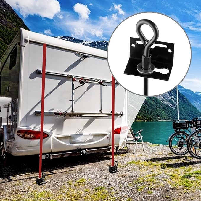 MIXXIDEA 24 in Mobile Home Anchors, Metal Ground Anchor Screw in, Heavy-Duty Earth Anchors with Adapter for Drill, Anchor Kits Set of 4 for Storage Shed, Swing, Trampoline, Tent (Black-4pk)