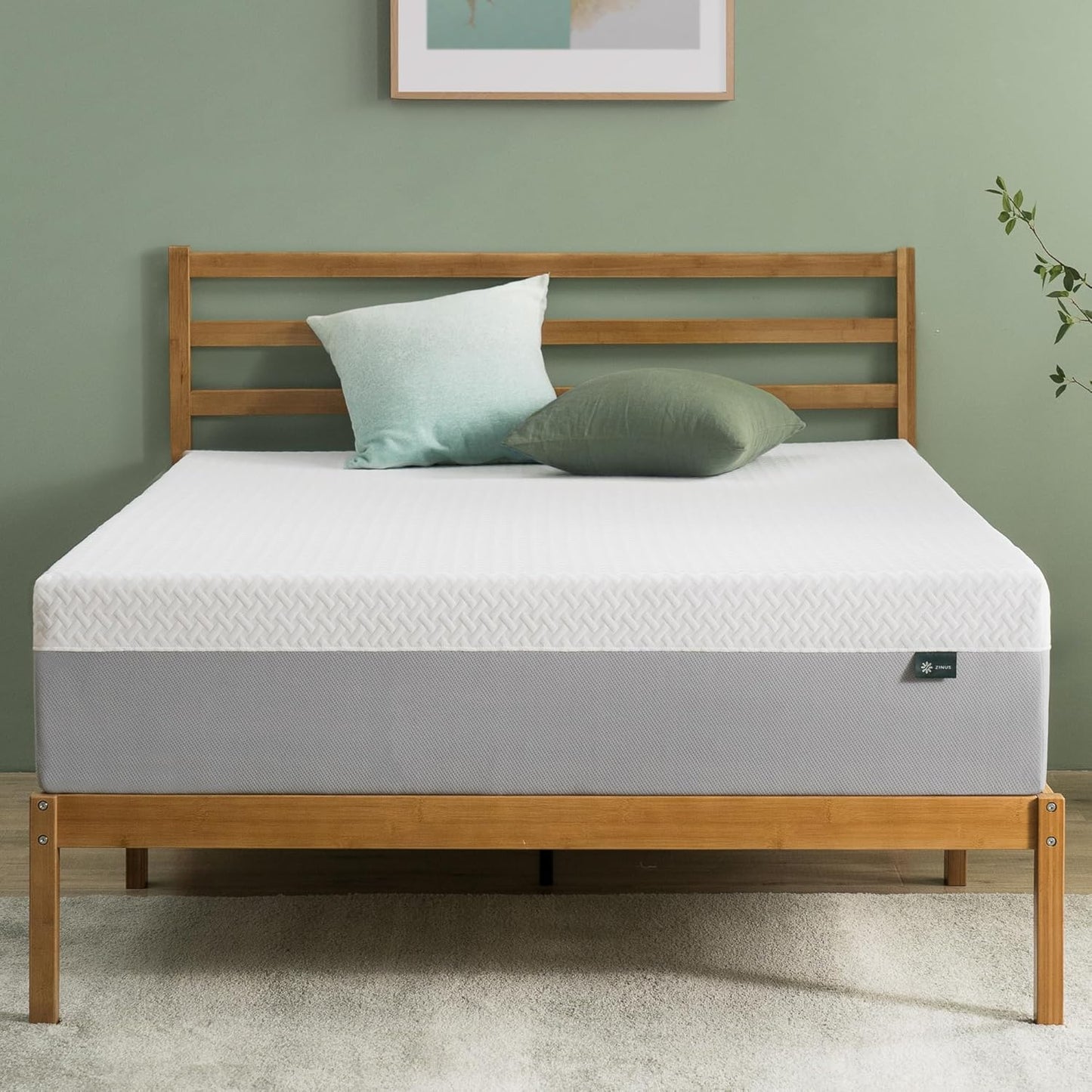 Zinus 12 Inch Green Tea Memory Foam Mattress - Queen Size, Fiberglass Free, Medium Feel, Breathable Design