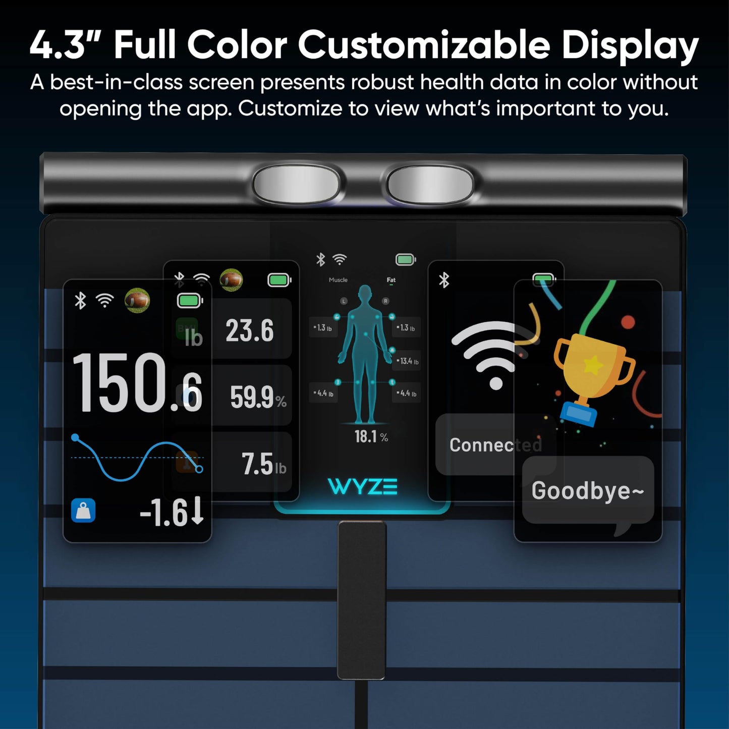 Wyze Smart Scale Ultra BodyScan with Handle – Wi-Fi & Bluetooth Body Composition Scale for Weight, BMI, Body Fat, Muscle Mass, and Segmental Measurement, 400 lbs, Black